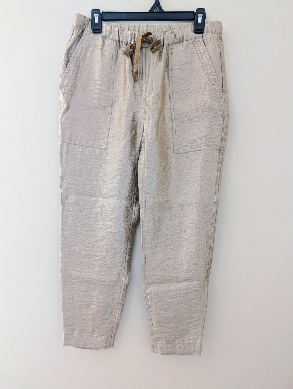J Crew Gold Shimmer Ankle Pants Women Size 6 Tie Waist Tapered